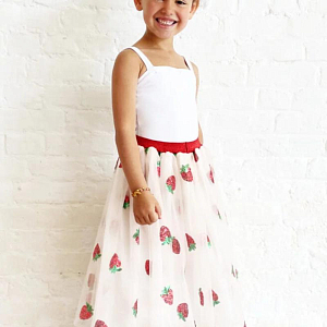 Юбка длинная Рататам (Ratatam) "Клубника", клубничные пайетки, 4-10 лет